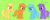 Size: 2493x1012 | Tagged: safe, artist:gillianthecreator36, oc, oc:daisy, oc:dicky, oc:mickey, oc:ricky, earth pony, pegasus, pony, unicorn, g4, female, green background, group, male, mare, owners, pet, pets, ponified, ponified pony pets, quartet, simple background, smiling, species swap, stallion