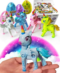 Size: 522x630 | Tagged: safe, alicorn, human, pony, ages 3+, bootleg, box, colored horn, egg, female, gradient horn, group, hand, horn, irl, irl human, oh god, photo, quintet, unicond, why