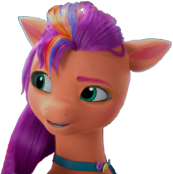 Size: 742x746 | Tagged: safe, edit, edited screencap, screencap, sunny starscout, earth pony, pony, g5, 3d, background removed, episode needed, female, green eyes, mare, orange skin, png, purple mane, simple background, solo, transparent background