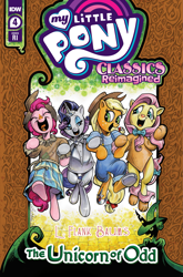Size: 2063x3131 | Tagged: safe, artist:andypriceart, idw, official comic, applejack, fluttershy, pinkie pie, queen chrysalis, rarity, changeling, changeling queen, earth pony, pegasus, pony, unicorn, g4, my little pony classics reimagined: the unicorn of odd, official, spoiler:comic, applejack's hat, bipedal, clothes, comic cover, costume, cowardly lion, cowboy hat, dorothy gale, hat, high res, nick chopper, overalls, scarecrow, silver shoes, the scarecrow (oz), the unicorn of odd, the wizard of oz, tin man, tin woodsman, wicked witch of the west, witch, yellow brick road