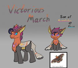 Size: 1035x902 | Tagged: safe, artist:jolliapplegirl, oc, oc:victorious march, changedling, changeling, hybrid, pony, interspecies offspring, male, next generation, offspring, parent:kevin, parent:scootaloo