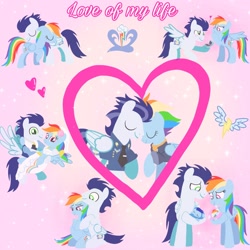 Size: 1400x1400 | Tagged: safe, artist:mlplary6, rainbow dash, soarin', oc, oc:blue skies, oc:speedy dash, pegasus, pony, g4, the last problem, baby, baby pony, blushing, bomber jacket, bridal carry, bride, carrying, clothes, colt, crying, dress, eyes closed, family, female, filly, foal, groom, happy, heart, husband and wife, jacket, love, male, mare, marriage, marriage proposal, married couple, newborn, offspring, older, older rainbow dash, older soarin', older soarindash, parent:rainbow dash, parent:soarin', parents:soarindash, preggo dash, pregnant, ship:soarindash, shipping, siblings, smiling, stallion, straight, tears of joy, text, tuxedo, twins, wedding dress