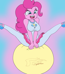 Size: 3700x4200 | Tagged: safe, artist:digi1talpho3nix, pinkie pie, human, equestria girls, g4, breasts, busty pinkie pie, female, solo, space hopper