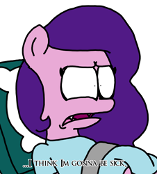 Size: 3023x3351 | Tagged: safe, artist:professorventurer, pipp petals, pegasus, pony, series:ask pippamena, g5, bed, clothes, fangs, female, high res, hospital bed, hospital gown, mare, pillow, pippamena, primrose petals, reaction image, restrained