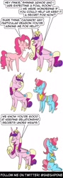 Size: 1000x2800 | Tagged: safe, artist:sneshpone, cup cake, pinkie pie, princess cadance, alicorn, earth pony, pony, g4, the one where pinkie pie knows, comic, female, implied flurry heart, implied infidelity, implied pound cake, implied pregnancy, implied pumpkin cake, mare