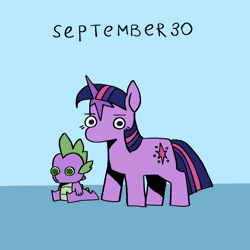 Size: 1200x1200 | Tagged: safe, artist:emptygoldstudio, spike, twilight sparkle, dragon, pony, unicorn, g4, animated, candy, clothes, costume, cute, dragon costume, duo, duo male and female, female, food, frame by frame, gif, halloween, halloween costume, looking at you, male, nightmare night costume, pumpkin bucket, smiling, smiling at you, sparkles, spikabetes, squigglevision, star swirl the bearded costume, twiabetes, unicorn twilight