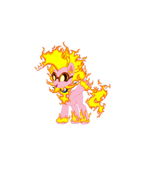 Size: 960x1152 | Tagged: safe, artist:real end, pinkie pie, earth pony, pony, ponyta, g4, black sclera, ear fluff of fire, fire, flaming hooves, goggles, leaf, mane of fire, plants vs zombies, pvz heroes, simple background, smiling, solar flare (pvz), solo, superhero, tail, tail of fire, transparent background, waving