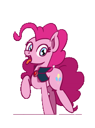 Size: 365x487 | Tagged: safe, artist:flutterluv, pinkie pie, earth pony, pony, undead, vampire, vampony, g4, animated, cape, clothes, costume, eye color change, fangs, gif, nightmare night costume, red eyes, simple background, solo, tongue out, transparent background