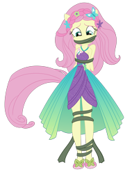 Size: 2000x2634 | Tagged: safe, artist:nie-martw-sie-o-mnie, fluttershy, human, equestria girls, g4, bondage, bound and gagged, breasts, damsel in distress, female, gag, high res, kidnapped, ponied up, simple background, solo, super ponied up, tied up, transparent background, vine, vine bondage