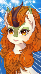 Size: 2320x4170 | Tagged: safe, artist:jijizi, autumn blaze, kirin, equestria at war mod, g4, bust, colored eartips, female, mare, open mouth, solo