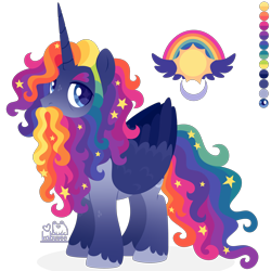 Size: 3000x3000 | Tagged: safe, artist:kabuvee, oc, oc only, unnamed oc, alicorn, pony, alicorn oc, bags under eyes, beard, blue eyes, colored hooves, colored wings, ethereal mane, facial hair, folded wings, freckles, gradient legs, heart eyebrows, high res, horn, leg freckles, lineless, male, male alicorn, male alicorn oc, moustache, multicolored hair, rainbow hair, shaped eyebrows, simple background, solo, stallion, standing, starry mane, starry tail, tail, transparent background, unshorn fetlocks, wings