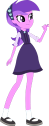 Size: 1024x2619 | Tagged: safe, artist:sketchmcreations, amethyst star, sparkler, human, equestria girls, g4, life is a runway, awwmethyst star, clothes, dress, female, gem, hairband, purple eyes, purple hair, purple skin, shoes, simple background, socks, solo, transparent background, vector