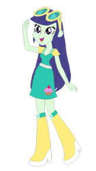 Size: 1242x2208 | Tagged: safe, artist:skyfaller3d, blueberry cake, human, equestria girls, g4, berrydorable, blue hair, clothes, cupcake, cute, dress, food, glasses, light skin, long hair, navy eyes, navy hair, shoes, simple background, smiling, transparent background