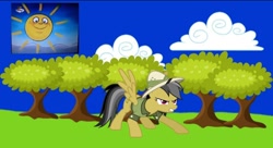 Size: 1080x586 | Tagged: safe, edit, daring do, pegasus, pony, g4, 1000 hours in ms paint, forest, tree