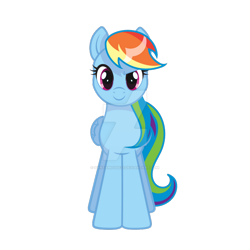 Size: 828x828 | Tagged: safe, artist:santamouse23, rainbow dash, pegasus, pony, g4, cute, dashabetes, deviantart watermark, dreamworks face, female, folded wings, front view, mare, obtrusive watermark, simple background, smiling, solo, transparent background, watermark, wings