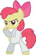 Size: 155x231 | Tagged: safe, artist:exkira, apple bloom, earth pony, pony, g4, bipedal, clothes, female, filly, foal, gi, karate, simple background, solo, transparent background