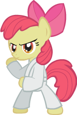 Size: 155x231 | Tagged: safe, artist:exkira, apple bloom, earth pony, pony, g4, bipedal, clothes, female, filly, foal, gi, karate, martial arts, simple background, solo, transparent background