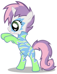 Size: 2090x2697 | Tagged: safe, artist:boneswolbach, edit, editor:awesomestar867, sweetie belle, pony, unicorn, g4, the show stoppers, bipedal, clothes, female, filly, foal, high res, horn, shadow, show stopper outfits, simple background, smiling, solo, transparent background