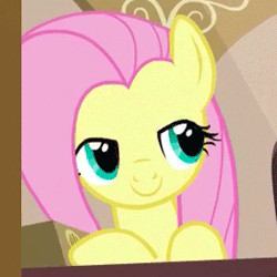 Size: 275x275 | Tagged: safe, edit, fluttershy, pony, g4, animated, best pony, cute, gif, reaction image, shyabetes, silly, silly pony, solo