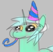 Size: 182x181 | Tagged: safe, artist:neccanon, lyra heartstrings, pony, unicorn, g4, hat, numget, party hat, party horn, sketch, solo, wat