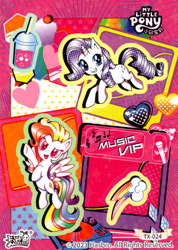 Size: 3818x5354 | Tagged: safe, rainbow dash, rarity, pegasus, pony, unicorn, g4, official, absurd file size, drink, duo, female, halftone, kayou, logo, mare, scan, smoothie, sticker sheet, text