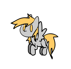 Size: 2132x2070 | Tagged: safe, artist:kruvvv, derpy hooves, pegasus, pony, g4, animated, animation test, female, flying, gif, high res, mare, outline, simple background, solo, spread wings, transparent background, white outline, wings