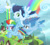 Size: 750x681 | Tagged: safe, artist:tiatoralite, rainbow dash, soarin', oc, oc:rainbow rain, pegasus, pony, g4, my little pony: friendship is magic, the last problem, female, flying, male, mare, offspring, older, older rainbow dash, older soarin', older soarindash, parent:rainbow dash, parent:soarin', parents:soarindash, ship:soarindash, shipping, stallion, straight, trio