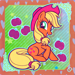 Size: 2898x2898 | Tagged: safe, applejack, earth pony, pony, g4, official, applejack's hat, cowboy hat, female, hat, high res, kayou, mare, scan, sitting, solo