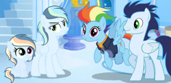 Size: 750x365 | Tagged: safe, artist:lps604, rainbow dash, soarin', oc, oc:rainbow light, oc:solstice dash, pegasus, pony, g4, the last problem, female, filly, foal, male, mare, offspring, older, older rainbow dash, older soarindash, parent:rainbow dash, parent:soarin', parents:soarindash, ship:soarindash, shipping, stallion, straight