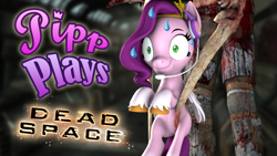 Size: 1920x1080 | Tagged: safe, artist:pika-robo, pipp petals, necromorph, pegasus, pony, zombie, series:pipp plays, g4, g5, 3d, bad touch, dead space, fake thumbnail, female, g5 to g4, gamer pipp, generation leap, holding a pony, let's play, mare, mutated zombie, nervous, nervous sweat, personal space invasion, shrunken pupils, slasher, smiling, source filmmaker, sweat, sweatdrop, this is fine, this will end in death, this will end in tears, this will end in tears and/or death, wings, youtube thumbnail