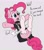 Size: 1798x2048 | Tagged: safe, artist:legendoflink, pinkie pie, earth pony, pony, g4, balloonbutt, butt, clothes, dock, dress, featureless crotch, female, garter belt, garter straps, imminent sex, lying down, maid, mare, meme, on back, onomatopoeia, open mouth, pinkie maid, pinktober, pinktober 2023, plot, pomf, solo, stockings, tail, thigh highs, what are we gonna do on the bed?