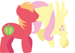 Size: 750x534 | Tagged: safe, artist:clairetots, big macintosh, fluttershy, earth pony, pegasus, pony, g4, female, kiss on the lips, kissing, male, mare, ship:fluttermac, shipping, simple background, stallion, straight, white background