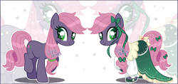 Size: 4188x1984 | Tagged: safe, artist:dixieadopts, oc, oc only, oc:plum berry, earth pony, pony, clothes, dress, female, mare, solo, zoom layer