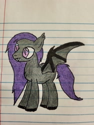 Size: 4000x3000 | Tagged: safe, artist:volk204, bat pony, lined paper, solo, traditional art