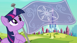 Size: 1280x720 | Tagged: safe, screencap, twilight sparkle, pony, unicorn, g4, season 3, the crystal empire, crystal empire, female, hoof on chest, smiling, solo, the ballad of the crystal empire, unicorn twilight