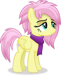 Size: 3017x3770 | Tagged: safe, artist:anime-equestria, fluttershy, pegasus, pony, g4, alternate hairstyle, clothes, female, folded wings, high res, mare, scarf, simple background, solo, transparent background, vector, wings