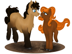 Size: 4000x3000 | Tagged: safe, alternate version, artist:loopina, oc, oc only, oc:onyx, oc:tulipe, earth pony, pony, duo, female, male, poctober, siblings, simple background, transparent background, twins