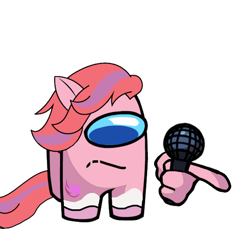 Size: 600x600 | Tagged: safe, artist:josephthedumbimpostor, windy, g5, among us, friday night funkin', microphone, simple background, white background