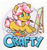 Size: 1734x1836 | Tagged: safe, artist:dandy, kettle corn, earth pony, pony, g4, badge, con badge, copic, cute, eye clipping through hair, female, filly, foal, hair tie, kettlebetes, lying down, paint, paintbrush, painting, palette, pigtails, solo, text, traditional art