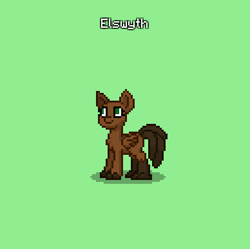 Size: 388x386 | Tagged: safe, oc, oc only, oc:elswyth, bird, deer, deer pony, original species, peryton, pony, pony town, deer oc, do not steal, female, female oc, folded wings, green background, non-pony oc, original character do not steal, peryton oc, simple background, solo, tail, tail feathers, wings