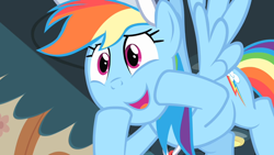 Size: 1280x720 | Tagged: safe, screencap, rainbow dash, pegasus, pony, flight to the finish, g4, coach rainbow dash, cute, dashabetes, hooves on cheeks, open mouth, rainbow dashs coaching whistle, solo, whistle, whistle necklace