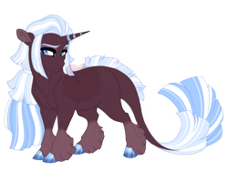 Size: 3600x2700 | Tagged: safe, artist:gigason, oc, oc only, oc:stream, pony, unicorn, blue eyes, closed mouth, coat markings, colored hooves, eyebrows, frown, high res, hoof polish, horn, leonine tail, male, obtrusive watermark, parent:cloud chaser, parent:oc:sunshine lila, ponytail, raised eyebrow, simple background, socks (coat markings), solo, stallion, standing, striped horn, tail, transparent background, turned head, unicorn oc, unshorn fetlocks, watermark