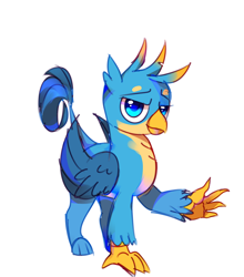 Size: 1554x1766 | Tagged: artist needed, source needed, safe, gallus, griffon, g4, eyebrows, fluffy boy, folded wings, handsome, looking at you, male, simple background, smiling, smiling at you, solo, waving, waving at you, white background, wings