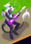 Size: 3508x4960 | Tagged: safe, artist:cyborglucario, oc, oc only, oc:obsidian dusk, bat pony, anthro, unguligrade anthro, bat pony oc, electric guitar, guitar, musical instrument