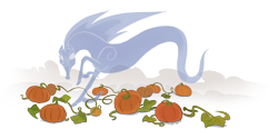 Size: 1670x837 | Tagged: safe, artist:hungaryart, oc, oc only, oc:spindle, windigo, commission, female, fog, halloween, holiday, looking at you, open mouth, pumpkin, pumpkin patch, simple background, smiling, smiling at you, solo, transparent background, transparent flesh, windigo oc, ych result