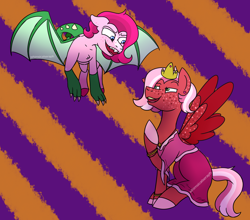 Size: 2500x2200 | Tagged: safe, artist:whimsicalseraph, oc, oc only, oc:raspberry sorbet, oc:strawberry syrup, pegasus, pony, clothes, costume, dragon costume, female, halloween, high res, holiday, incest, nightmare night costume, princess costume