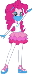 Size: 3918x9004 | Tagged: safe, artist:brokenadam, artist:twilirity, edit, vector edit, pinkie pie, equestria girls, g4, my little pony equestria girls: better together, absurd resolution, clothes, coronavirus, covid-19, cutie mark on clothes, face mask, gloves, hairband, jewelry, long sleeves, looking at you, magical geodes, mask, rah rah skirt, simple background, skirt, solo, transparent background, vector