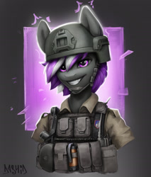 Size: 2154x2529 | Tagged: safe, artist:dashid, oc, pegasus, pony, anthro, armor, helmet, high res, military, pegasus oc, smiling, solo