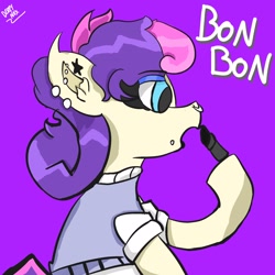 Size: 2048x2048 | Tagged: safe, artist:derpynox, bon bon, sweetie drops, earth pony, pony, bonnie (vylet pony), cutiemarks (and the things that bind us), vylet pony, g4, fanart, high res, lipstick, makeup, piercing, song reference