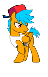 Size: 500x800 | Tagged: safe, artist:jamextreme140, artist:sapphireartemis, oc, oc only, oc:galder rust, pegasus, pony, base used, boyfriend (friday night funkin), clothes, costume, friday night funkin', halloween, halloween costume, holiday, male, nightmare night, pegasus oc, simple background, solo, transparent background